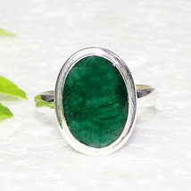 Amazing Natural Indian Emerald Gemstone Ring, Birthstone Ring, 925 Sterling Silv - £23.35 GBP