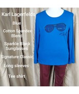 Karl Lagerfeld Paris Blue Cotton Blend Black Sparkle Sunglasses Signatur... - £31.23 GBP