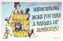 Comic Postcard We’re Having More Fun Than A Barrel Of Monkeys ! Vintage - £3.16 GBP