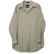 Claiborne T-Weave Men&#39;s Button Up Collared Shirt ~ Sz 16 ~ Beige ~ Long ... - £10.53 GBP