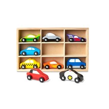 Melissa &amp; Doug Wooden Cars Vehicle Set in Wooden Tray - Toys For Toddler... - $29.99