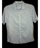 Mens Vince Camuto Button Up Short Sleeve Shirt Blue White Brush Size L  - £8.16 GBP