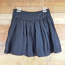 Express Womens Pleated Ruffled Skirt Size 0 Black Pockets TO-01 - $8.41