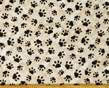 Cotton Pawprints Cats Pets Brown Paws on Tan Fabric Print by the Yard (D... - $11.95