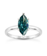 Blue Diamond Engagement Ring Marquise Shape Treated 14K White Gold VS2 1... - £1,545.37 GBP