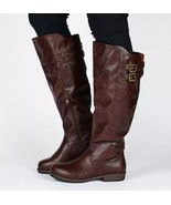 Journee Tori Women&#39;s Knee-High Boots Womens Size 7 Brown Side Zip - $70.20 CAD
