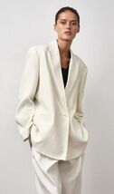 NWT $199  ZARA WHITE LINEN BLEND DOUBLE BREASTED BLAZER JACKET ZW COLLEC... - $160.00