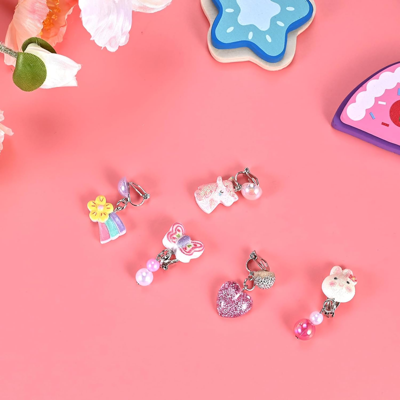 15 Pairs Clip on Earrings for Girls 4-6 10-12, Cute Kids Clip on Earrings for Te Item image 5