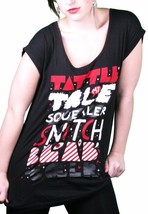 Iron Fist Women&#39;s Black Squealer Tattle Tale Snitch Blab Talk Boyfriend T-Shirt - £11.39 GBP