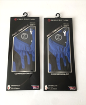 2 Zero Friction Compression Fit Performance Golf Glove One Size LEFT Blu... - $21.78