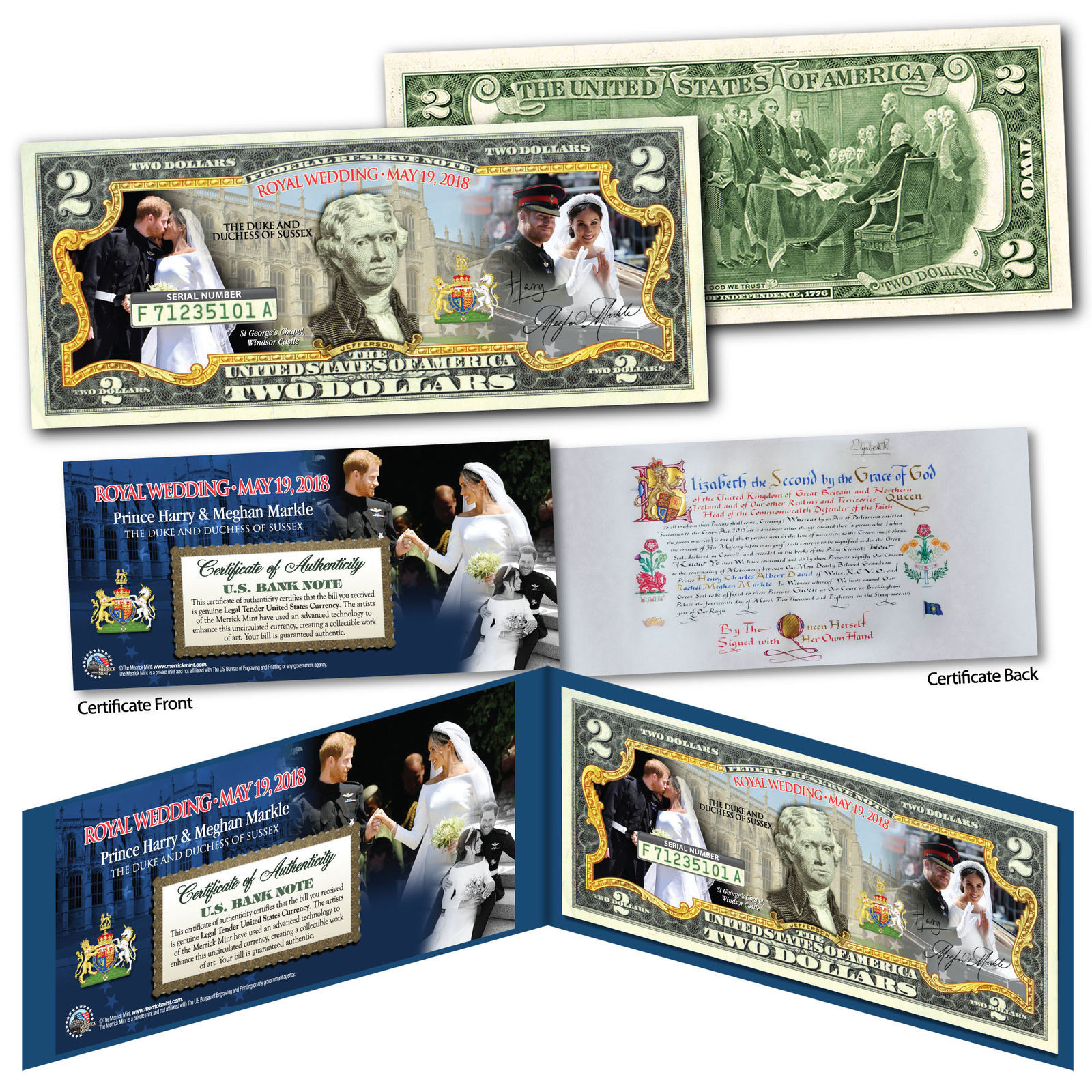 Royal Wedding OFFICIAL ROYAL PORTRAITS Prince Harry &amp; Markle Genuine $2 ... - $14.92