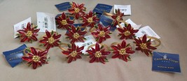 NWT Charter Club Poinsettia Christmas Floral Metal Napkin Ring(s) Red / ... - $2.50