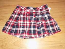 Girl&#39;s Size 5 Gymboree Red White Navy Blue Plaid Pleated Mini Skirt EUC - £11.19 GBP