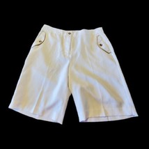 EP Pro Women`s Solid White Burmuda Athletic Shorts Size 8 Golf Chino 9&quot; ... - $19.60