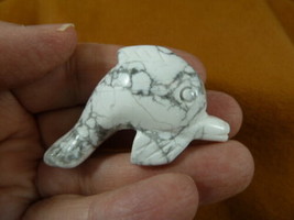 (Y-DOL-SW-573) white gray DOLPHIN GEMSTONE porpoise carving FIGURINE dol... - $15.42