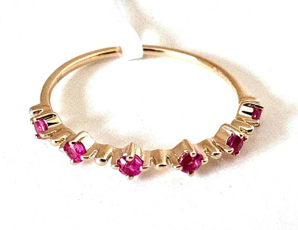 14k gold ring pink sapphires 6 gemstones ring 14 carats solid gold - stone queen Item image 12
