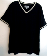 Port Authority Women Navy Blue White Trim V Neck Top Size XL Short Sleeve NWOT - £14.95 GBP