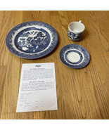 Classic Vintage Churchill Blue Willow 3 Piece Set New In Original Box - $13.49