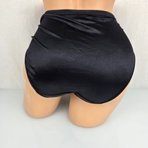 Black Second Skin Satin Stretchy Smooth Shiny Silky Panties Hi Cut Leg M/L - $640.42 MXN