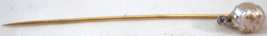 Stick Pin Nice Baroque Pearl with Diamond Accent Set in 14K Yellow Gold  - £158.49 GBP