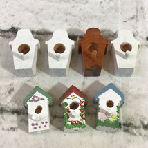 Miniature Birdhouses Read Wood Handcrafted 1.5” Some Painted Lot Of 7  - £11.84 GBP
