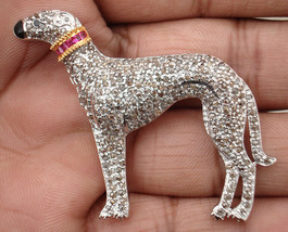 Victorian 4.60ct Rose Cut Diamond Ruby Greyhound Designer Pretty Pendant - £1,099.10 GBP