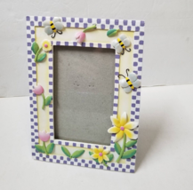 Flower Garden Photo Frame Bees Tulip Desktop Picture Frame Yellow and Pink - £7.19 GBP