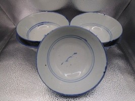 Antique Chinese Mark Blue Hand 5 Paint Rice Bowls Hallmarked - $74.25