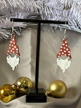 Adorable Santa knome earrings. Red and white, lightweight, great gift idea - £6.01 GBP