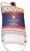 US POLO ASSN Women&#39;s Thermal Crew Socks 1 Pair Oatmeal Dot Shoe Size 4-9 New - £7.74 GBP