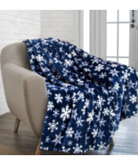 Christmas Throw Blanket Navy Snowflake Christmas Fleece Blanket Soft Plu... - £21.54 GBP