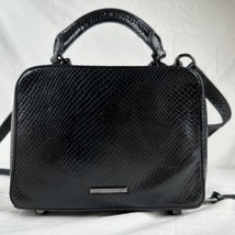 Rebecca Minkoff Mini Crossbody Top Handle Leather HandBag Purse Black Sn... - £46.45 GBP