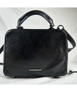 Rebecca Minkoff Mini Crossbody Top Handle Leather HandBag Purse Black Snakeskin - $59.39