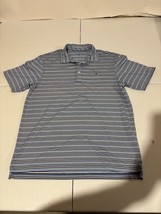Vineyard Vines Men’s Size M Striped Golf Polo Shirt Whale Logo Blue White  - £11.26 GBP