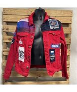 Copper Rivet Motor Sport Racing Red Denim Jacket Men&#39;s Size L Grand Prix KG - €34,22 EUR