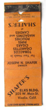 Shafer&#39;s - Visalia, California Tobacco, Cigarettes 20 Strike Matchbook Cover CA - £1.38 GBP