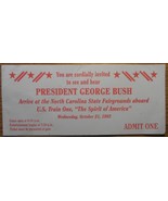 President George Bush 1992 Ticket Stub North Carolina  Fairgrounds U.S. ... - $352.23 MXN