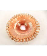 Iridescent Marigold Hand Crafted Serving Bowl, Footed, Waves, Starburst,... - £19.20 GBP