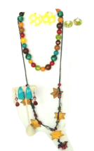 Mixed Jewelry Lot Necklace Earrings Eclectic Funky Boho Blue yellow west... - £11.59 GBP