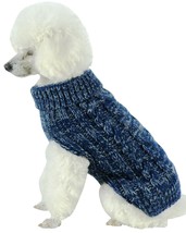 Classic True Blue Heavy Cable Knitted Ribbed Fashion Pet Dog Sweater clo... - £19.13 GBP