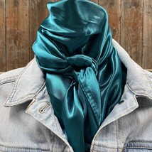 Teal Solid Color Western Southwestern Wild Rag Scarf Accent - $28.71