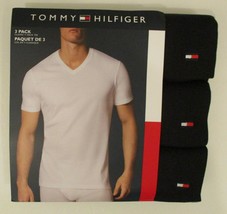3 TOMMY HILFIGER COTTON BLACK WHITE RED V NECK S M L XL XXL T-SHIRTS UND... - £25.78 GBP