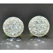 1.25Ct Round Cut Simulated Diamond Cluster Stud Earrings 14K White Gold Plated - £58.81 GBP