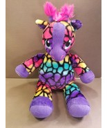 Build a Bear 16&quot; Giraffe Purple Rainbow Spots Plush Toy Stuffed Animal - $16.85