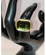 Vintage Lia Sophia Gold Tone Green Crystal &amp; Pave Crystals Ring Size 7 N... - $17.59