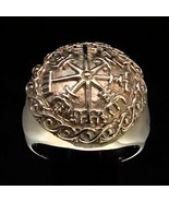 Shiny Silver ring Vegvisir Viking Shield Runes Nordic Iceland Way finder... - $156.21 CAD