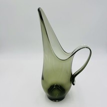 Viking Pitcher Swung Art Glass Charcoal 12.5in MCM Serveware Home Decor - $108.00