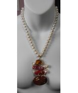 Faux Pearl Wired Stone Pendant Necklace - $33.41