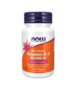 NOW Vitamin D3 50,000 IU, 50 Softgels - $306.51 MXN