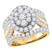 14kt Yellow Gold Round Diamond Flower Cluster Bridal Wedding Engagement Ring - £3,223.04 GBP